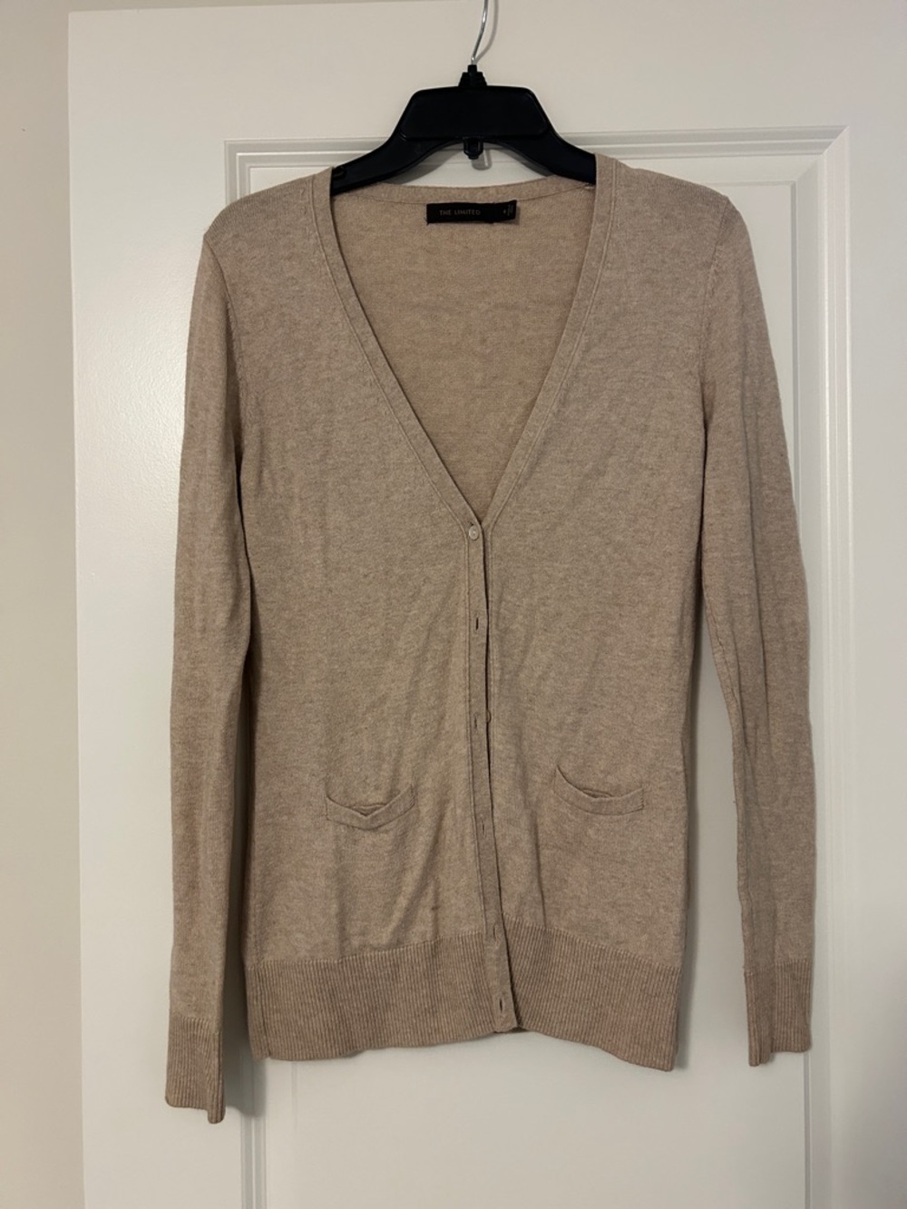 The Limited Light Beige V-Neck Women's Cardigan Sweater
